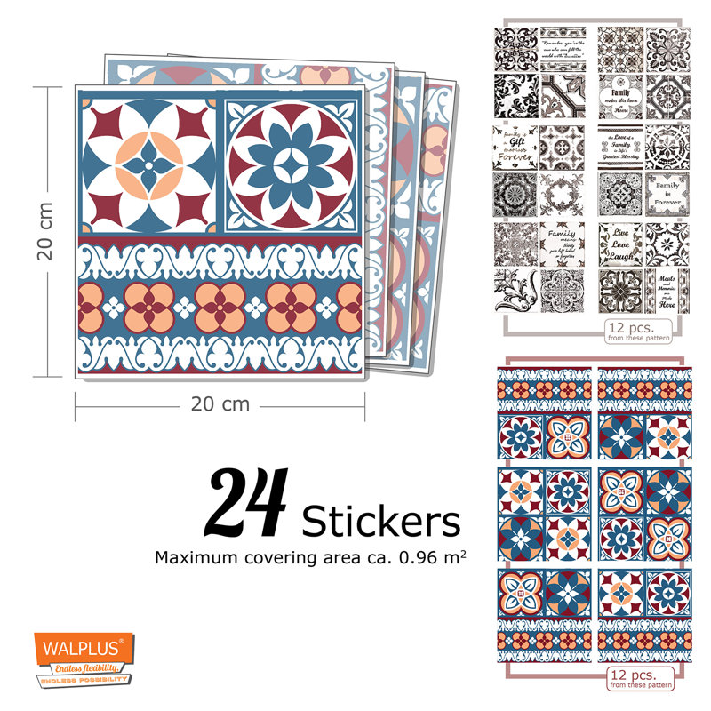 20cm W x 20cm L PVC Peel and Stick Mosaic Tile