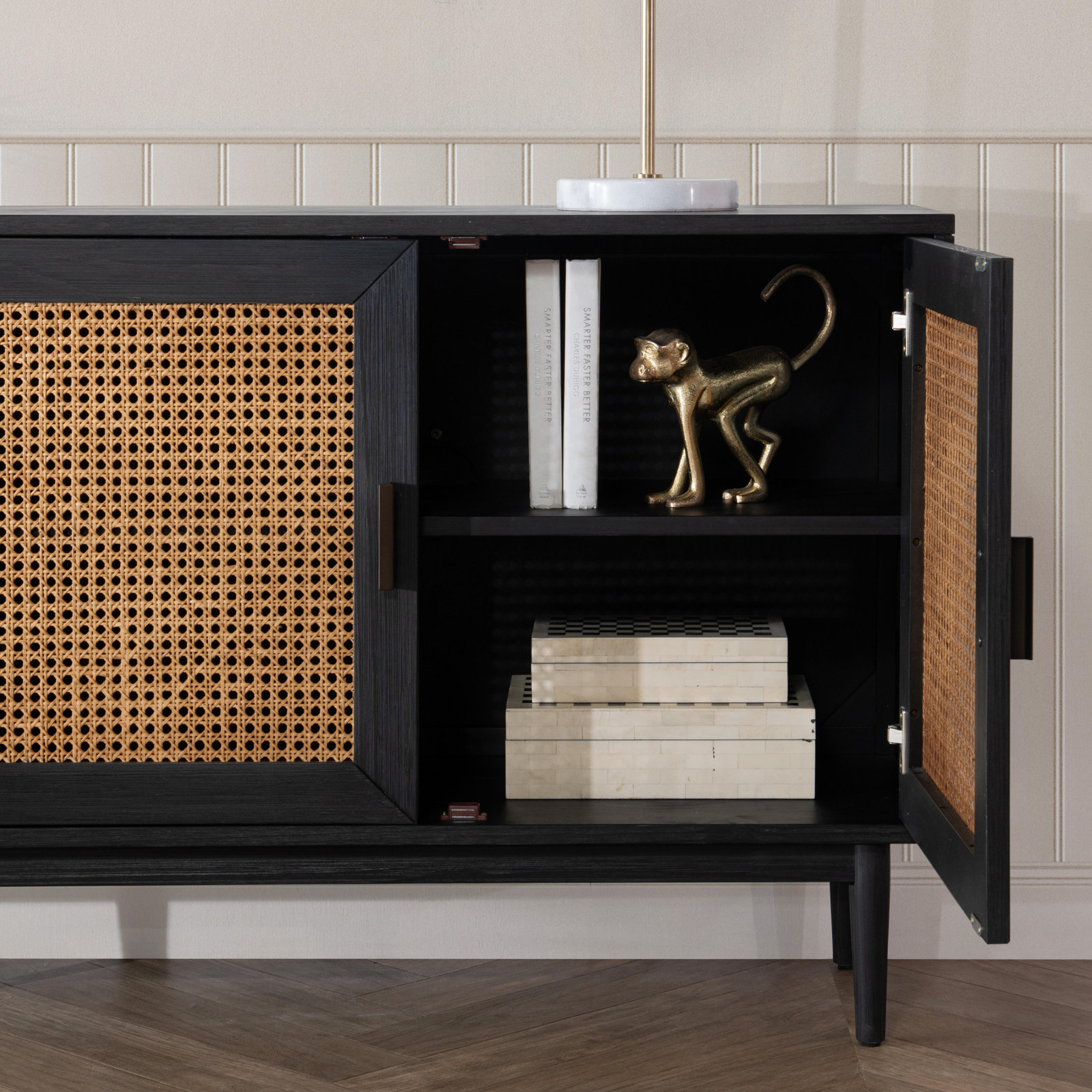 Genie 80" Pine Sideboard, Black
