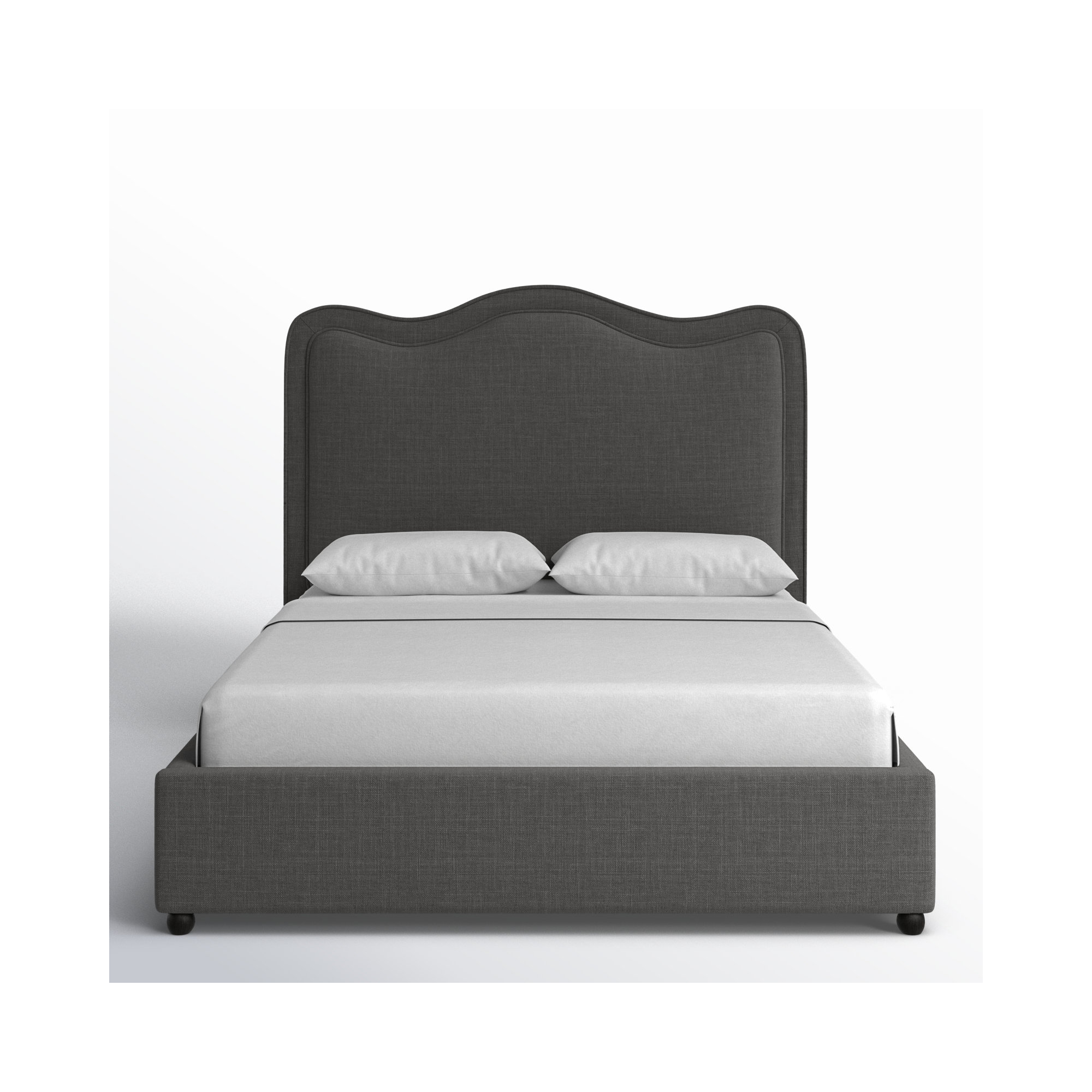 Upholstered Scalloped Bed, Gray Velvet, Queen