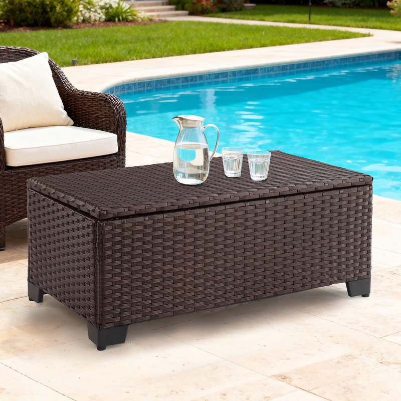 Table d'appoint polyvalente avec rangement brun en osier