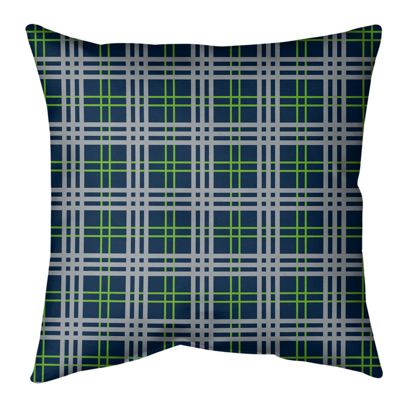 Coussin Los Angeles, 18" x 18", Polyester/ Bourre en polyester, Bleu / vert / blanc Seattle 