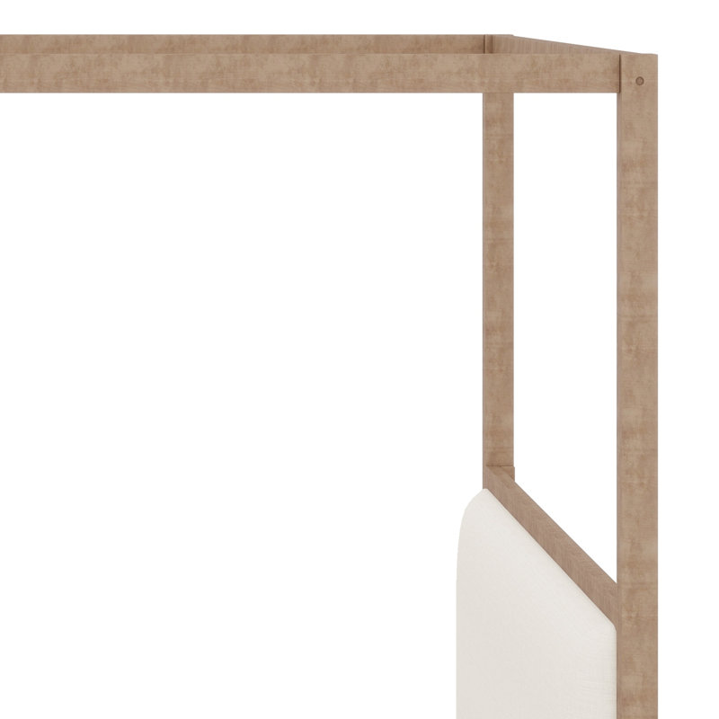 Lit moderne en bois, style baldaquin et tête de lit tapissier exquise, Natural Walnut