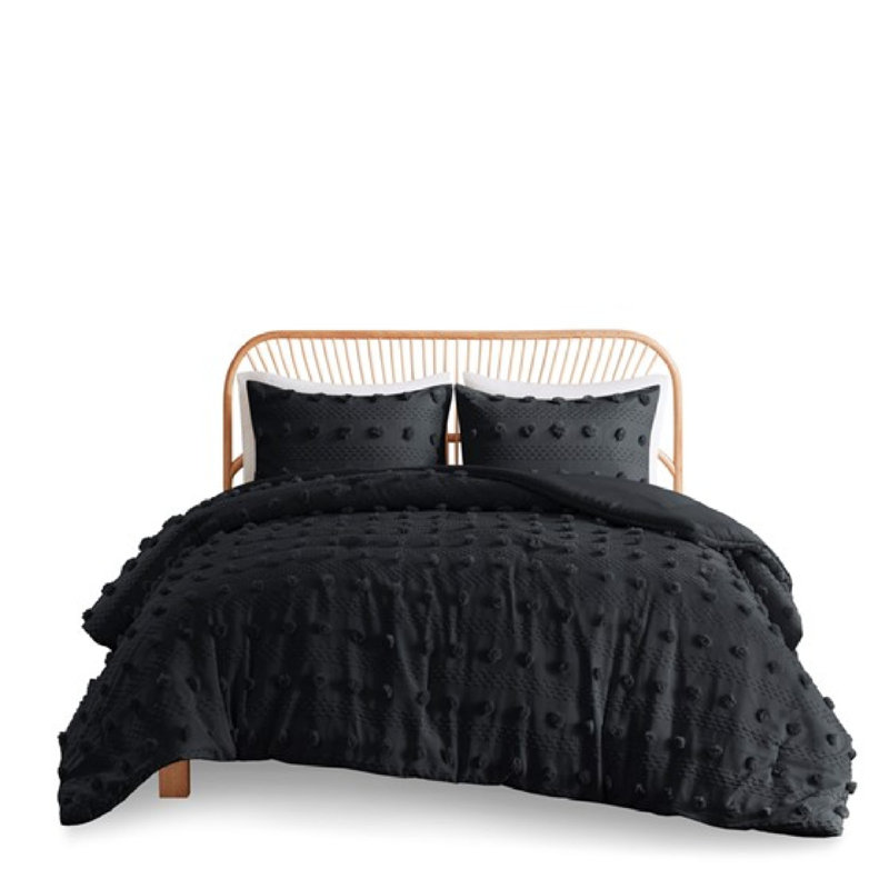 Ensemble d'édredon élégant avec détails pompons hypoallergéniques