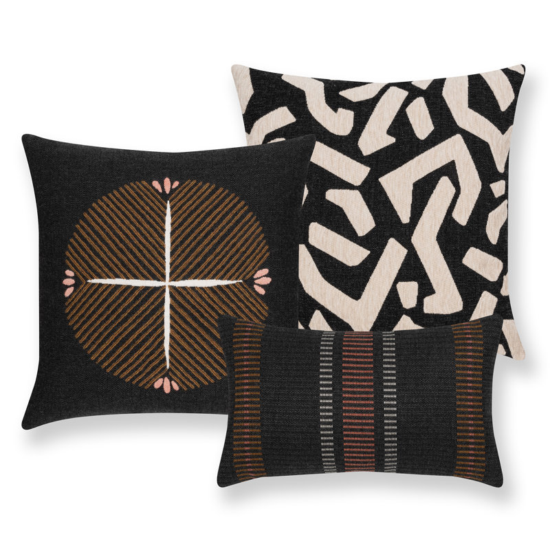 Direction Sunbrella® Throw Square Indoor/Outdoor Pillow Cover & Insert by Elaine Smith, Indigo, 20"H X 20"W