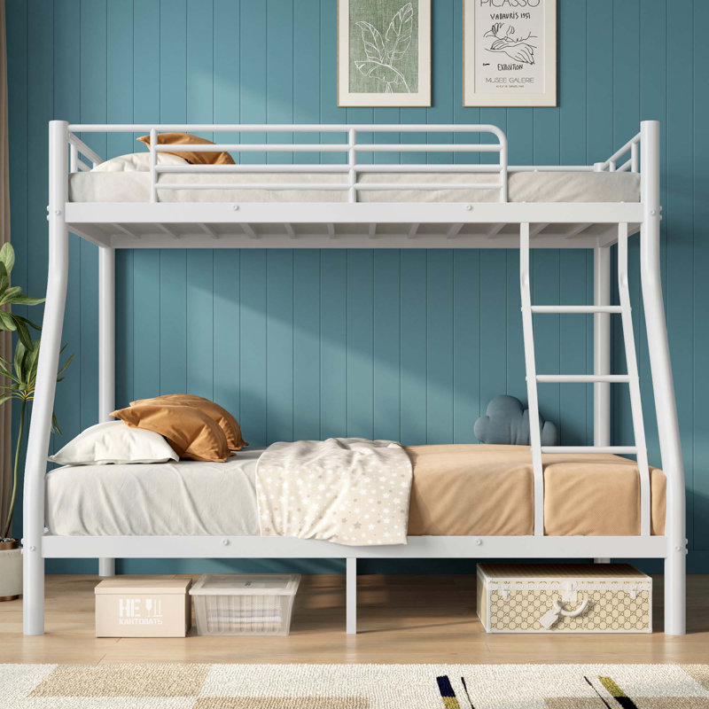 Lit superposé en métal, simple sur un support double pour adultes, adolescents, Blanc