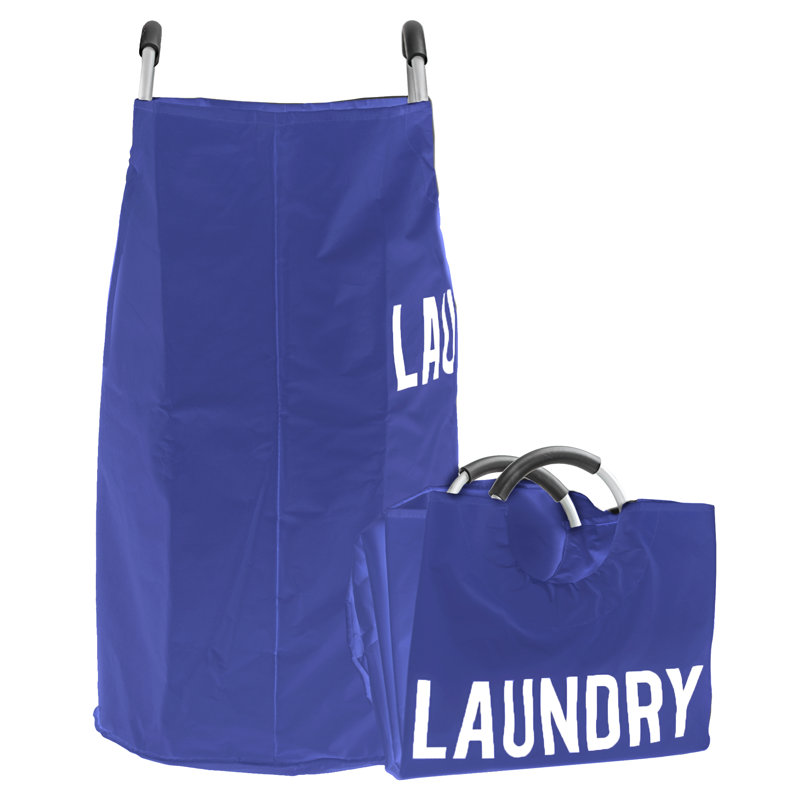Fabric Laundry Hamper with Handles, Dark Blue