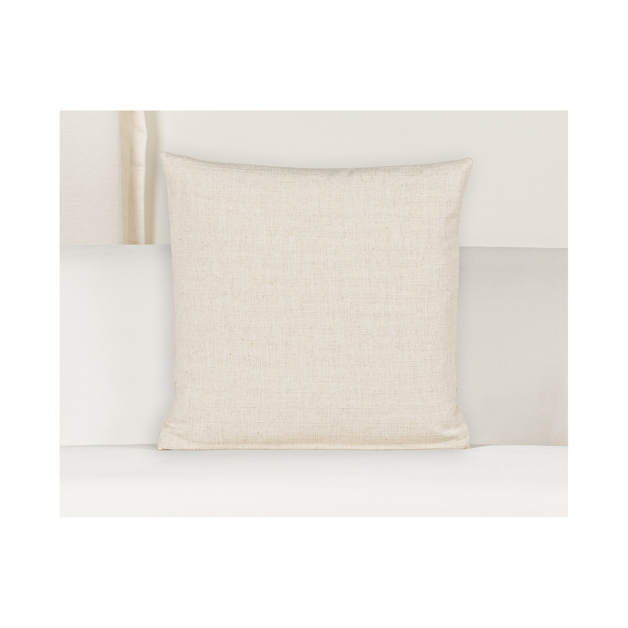 Indy Faux Linen Accent Pillow, Feather, Square 18", Cream