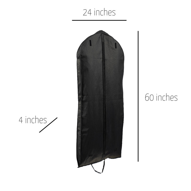 Sac à vêtements en PP respirant noir (gousseté), H 60 po x l 24 po x P 4 po, Noir, noir, noir, noir