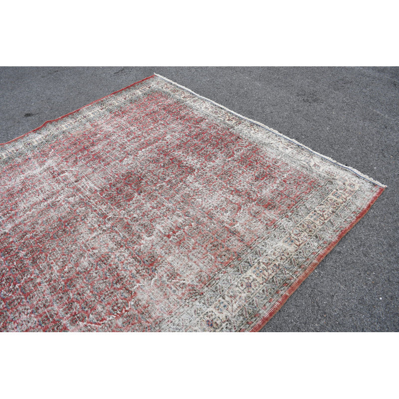 Tapis turc surdimensionné de couleur rouge vif avec esthétique anatolienne et laine Oushak pour des intérieurs distinctifs