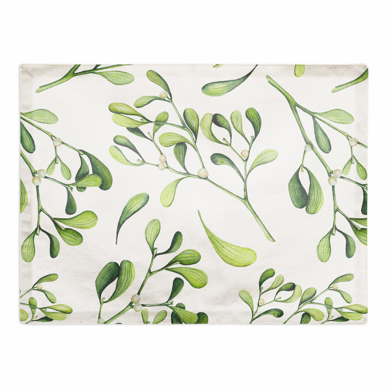 Poly Twill Floral Rectangle Placemat, Green