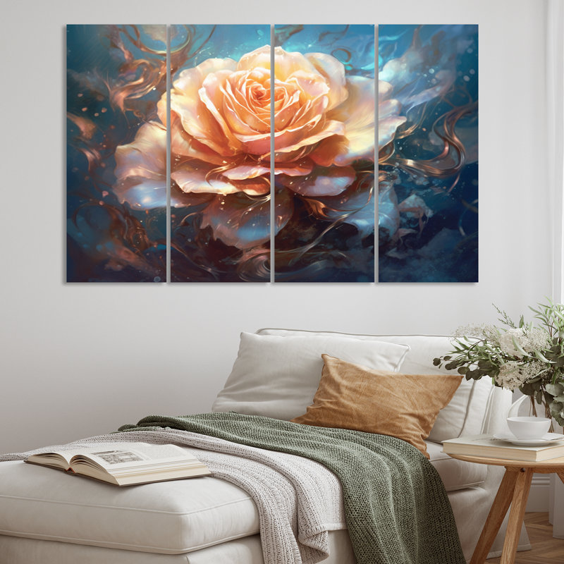 Ensemble de reproductions d'art mural en métal Coral Blue Rose Reveries - Roses