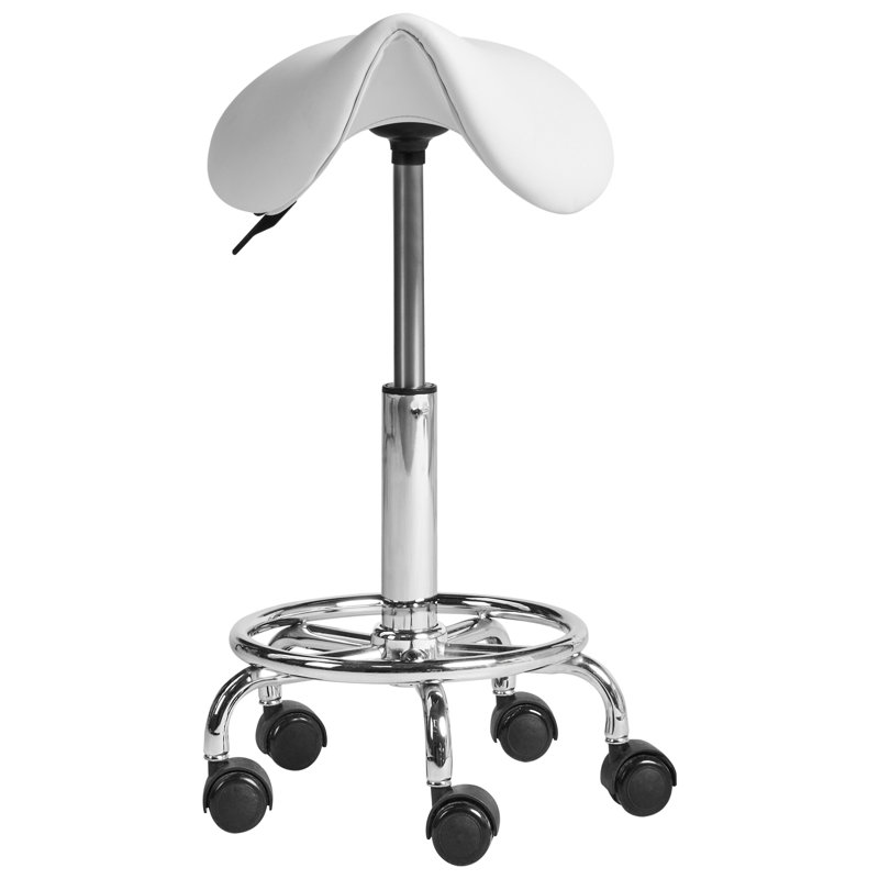 Adjustable Height Ergonomic Active Stool with Footrest, White