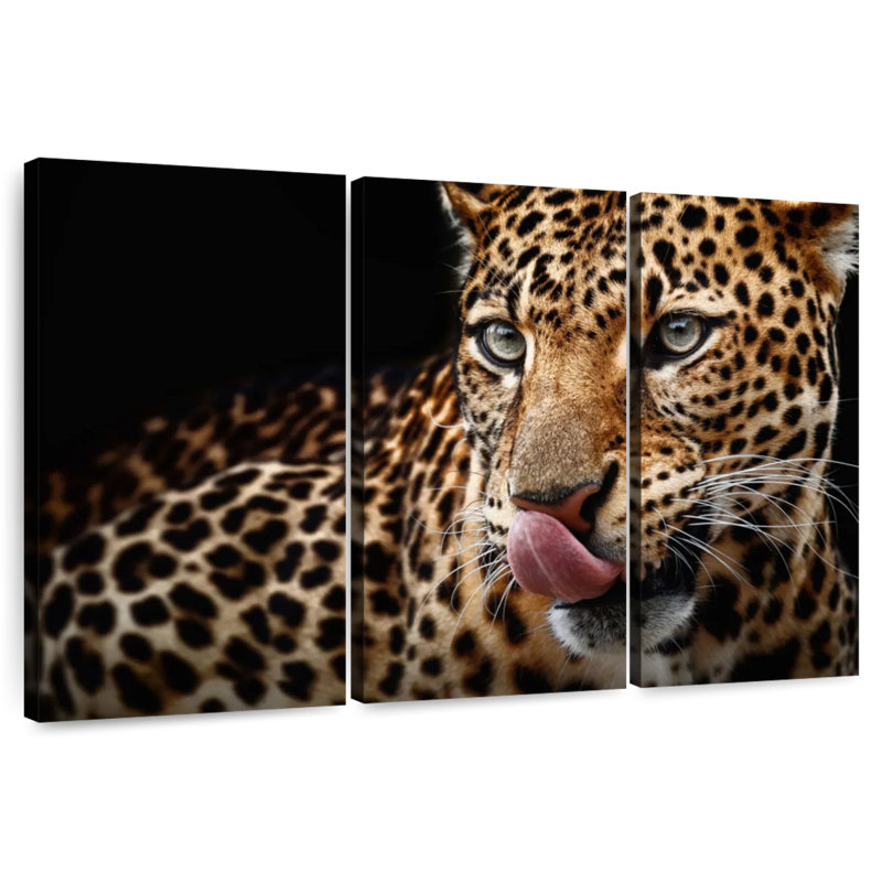 Brampt Licking Leopard, 24" H x 38" W