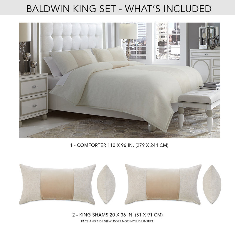 Baldwin Comforter Set, King Comforter + 2 King Shams, Cream