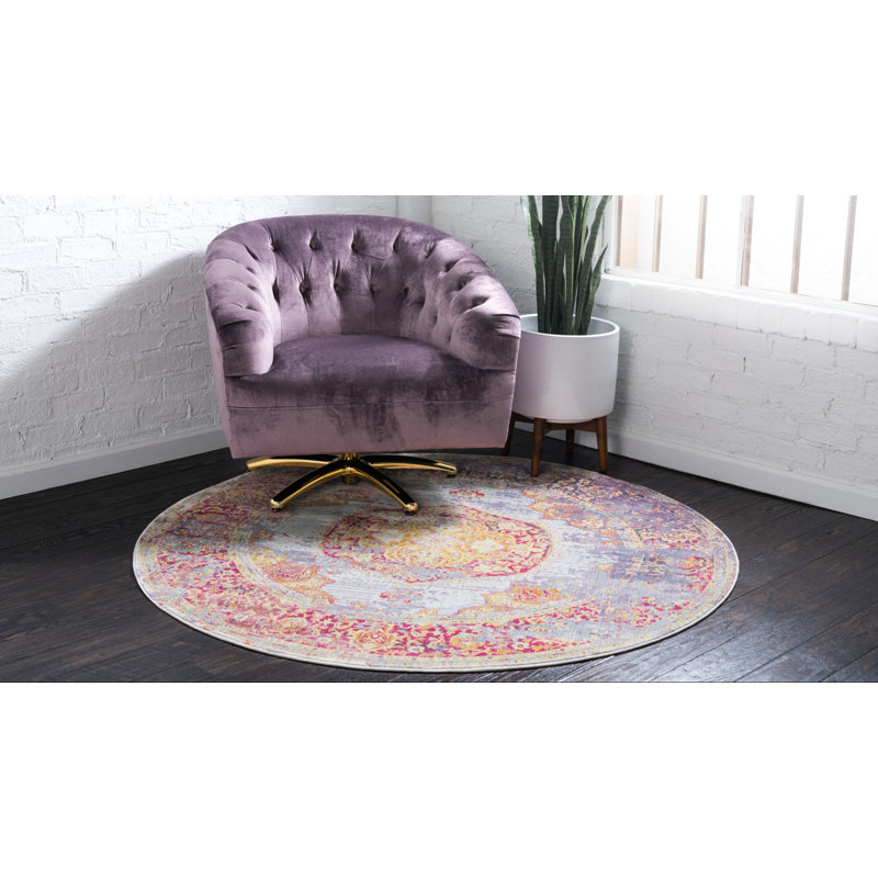 Tapis oriental mauve / rose Folmar, Rond 8 pi