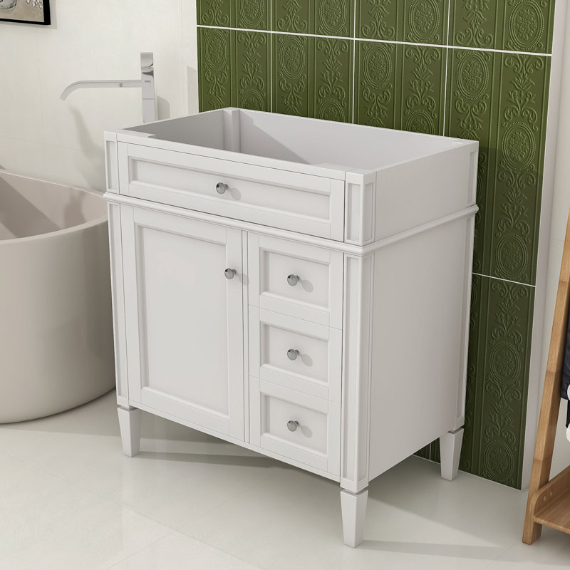 Meuble-lavabo élégant avec tablettes et tiroirs réglables, White