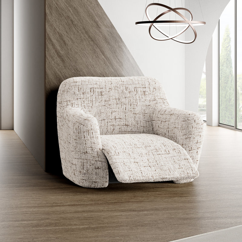 Housse extensible pour fauteuil inclinable - Durable et élégant - Collection Printed, Blanc rustique