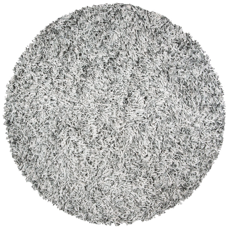Tapis gris / ivoire fabriqué à la main Poindexter, Rond 6 pi