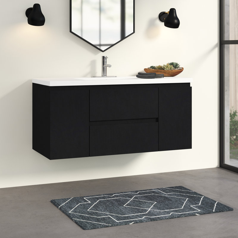 Korrina 47.13'' Single Bathroom Vanity with Plastic Top, Black