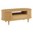 47.2" Mid-century Modern Oval Coffee Table With Rattan Sliding Door, Drawer & Open Storage, Solid Wood Legs-1167030688