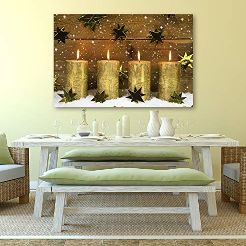 Christmas Candles For Celebration X15 - Wrapped Canvas Photograph, 32" H x 48" W