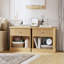 Table de chevet cannelée moderne, table de bout cannelée avec tiroir et tablette ouverte, table d'appoint avec base de rangement incurvée-325866105
