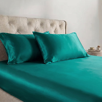 Satin Bed Sheet Set 3PCS Minimalist Silky Soft Fitted Sheet with Pillowcases for Relaxing Sleep