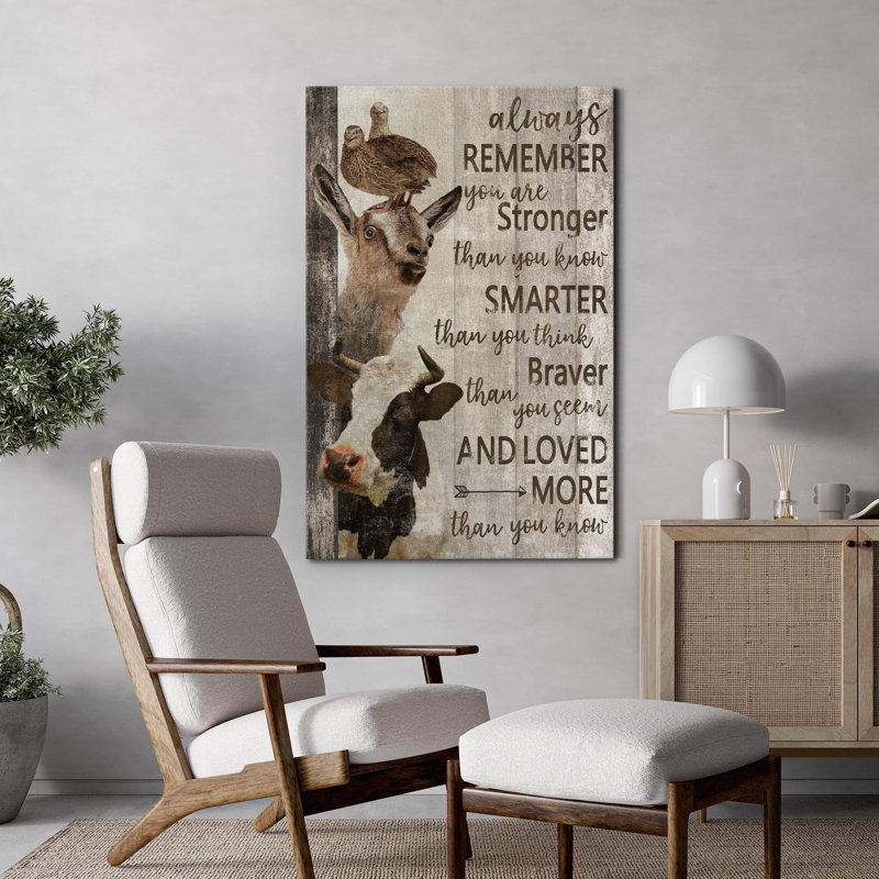 Impression de citations et de citations d'animaux de campagne, Toile tendue, H 36 po x l 24 po
