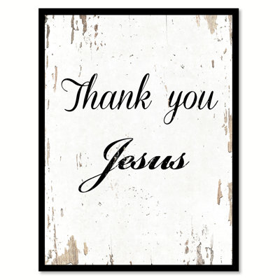 «Thank You Jesus», reproduction d'art textuel sur toile encadrée