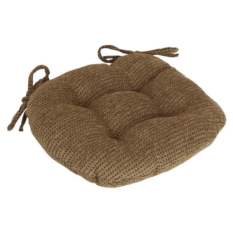 Coussins de chaise 16 pouces en jacquard capitonné, Pois bruns