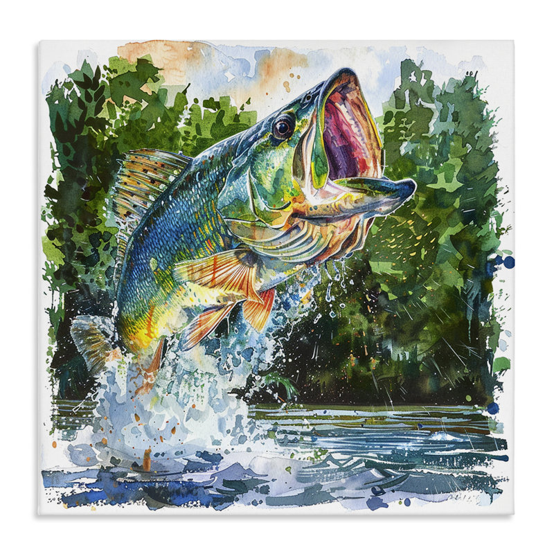  "Splashing Bass Fish", art mural par LSR Design Studio, H 24 po x l 24 po