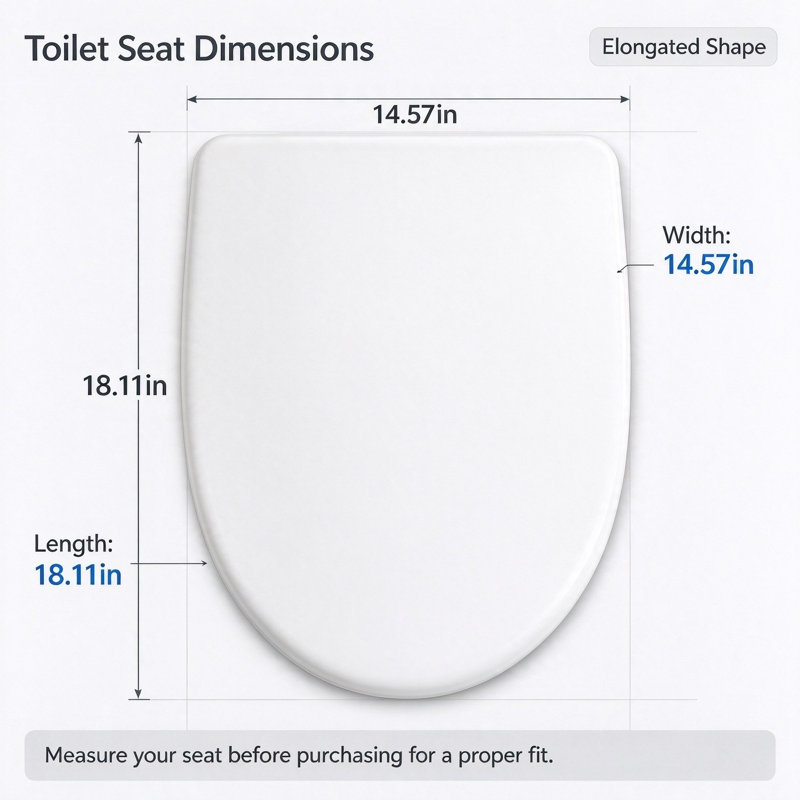 White Elongated Soft Close PP Toilet Seat, Quick Release, Fits Most Elongated Toilets