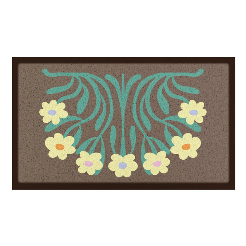 Non-Slip Floral Doormat, 16" x 28"