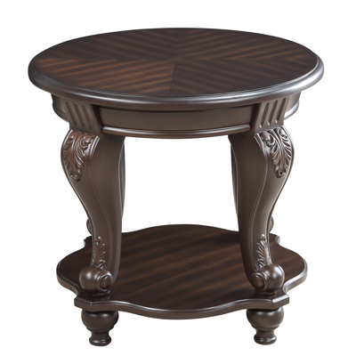 Solid Wood 22" Round End Table, Stain, Shelf Included, Living Room Ornament, Effortless Setup Side And Shelf, Ornamentation, Simple To Assemble