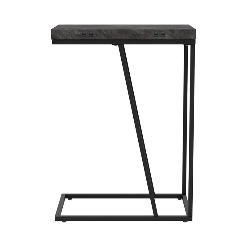 Table d'appoint rectangulaire en gris rustique avec construction en métal pour une base industrielle et un intérieur de style durable