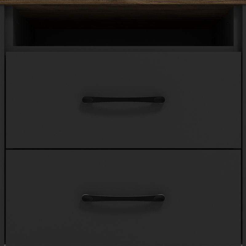 Chabot Modern 2-Drawer Nightstand Set Of 2, Black/Brown