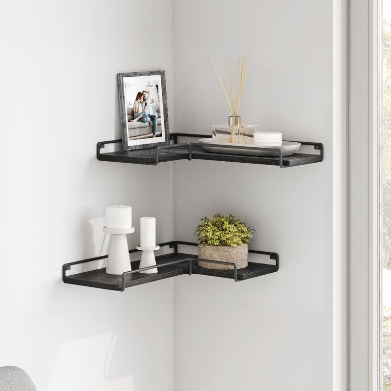 L-Shaped Corner Shelf, Black
