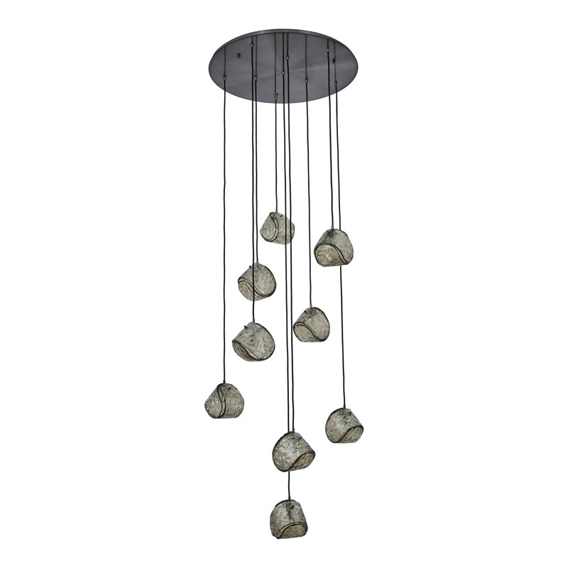 Lustre d'hiver Pallina (40 watts), Noir satiné / nickel, 9 lumières, H 7,5 po x l 32 po x P 32 po