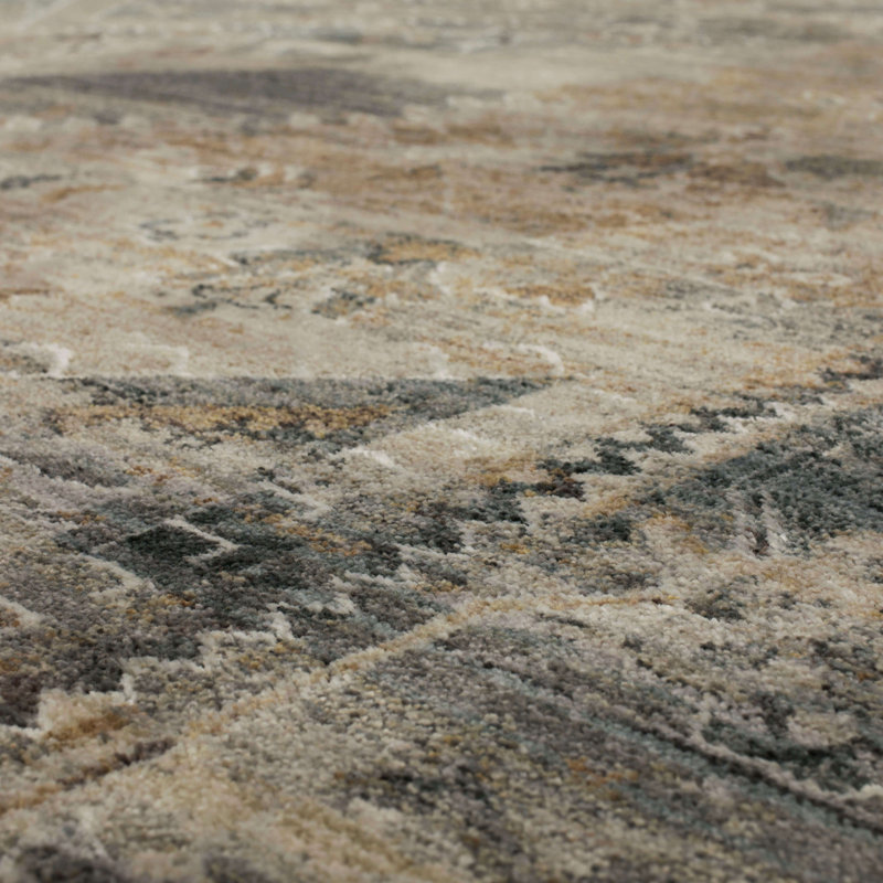 Gray and Beige Synthetic Washable 5' x 7' Oriental Rug