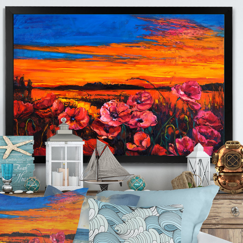 «Poppy Fields II», reproduction d'art sur toile, Cadre photo noir, H 8 po x l 12 po x P 1 po