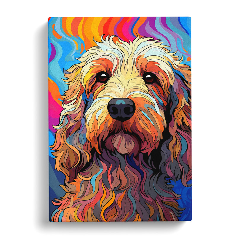 Labradoodle Op No.4 - No Frame Print, 50cm H x 35cm W x 3cm D