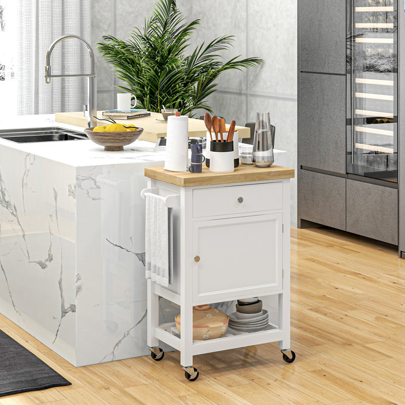 HOMCOM Utility Kitchen Cart, White