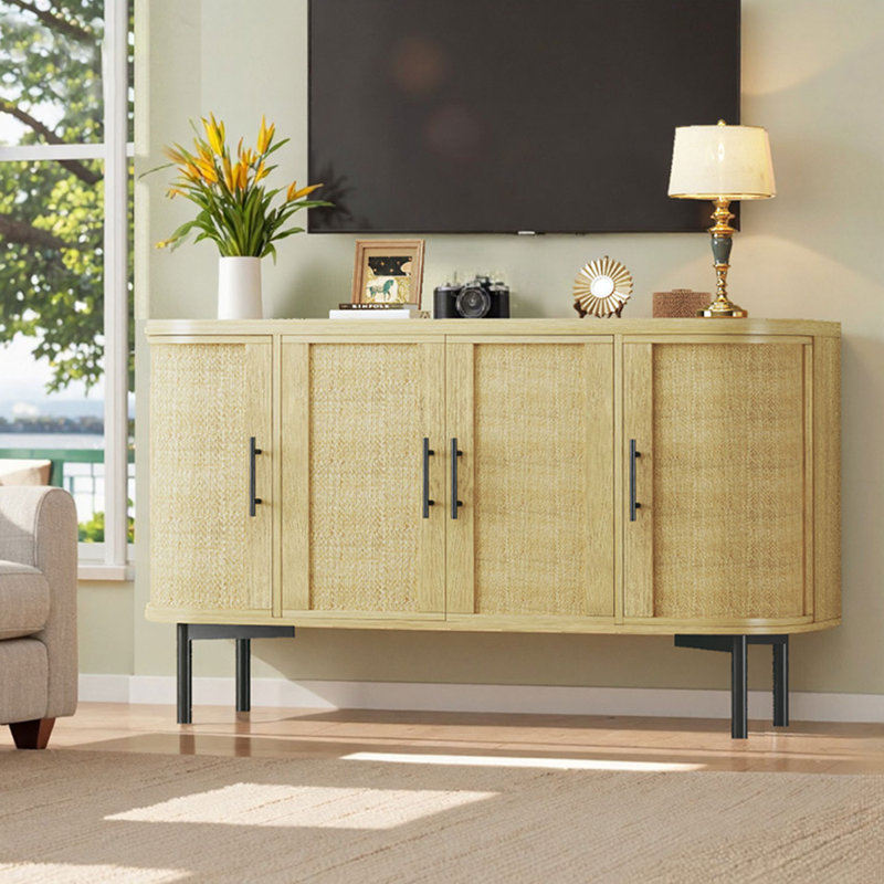 Buffet 47,2 "en rotin avec tablette réglable