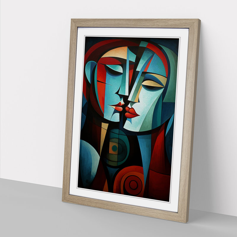 Lovers Cubism No.2 - Framed Print, Oak , 46cm H x 34cm W x 2cm D