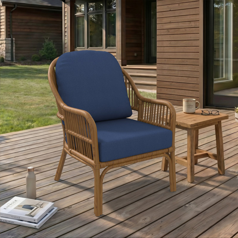 Amala Sunbrella® Outdoor Lounge Chair Seat/Back Cushion, Canvas Navy Sunbrella® Canvas