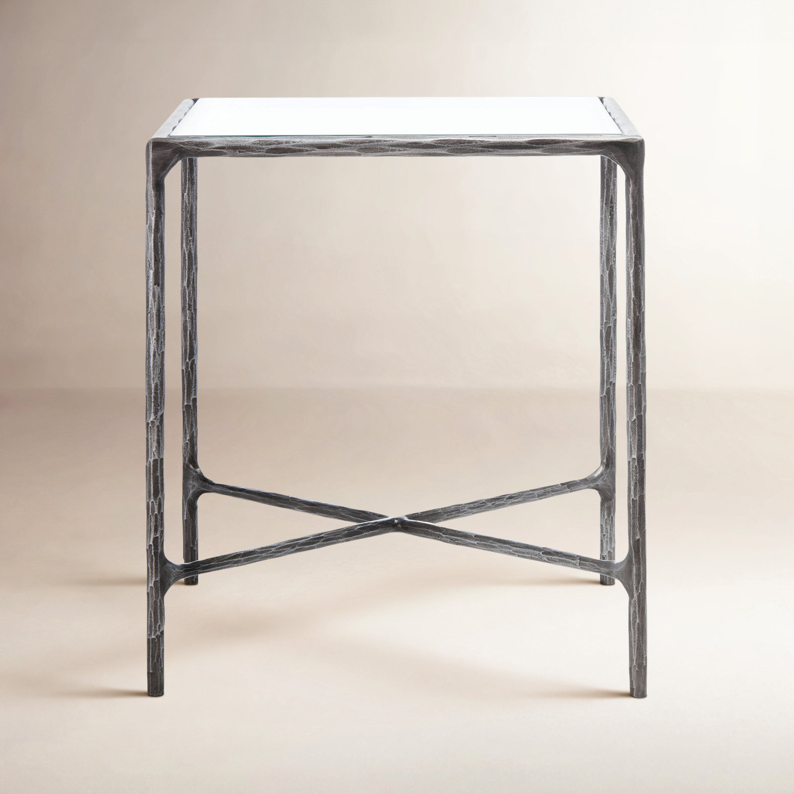 Evelynn 18" End Table, Silver, Clear