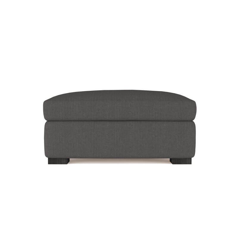 Crosby Ottoman, Plush Velvet Blue Print, Ebony