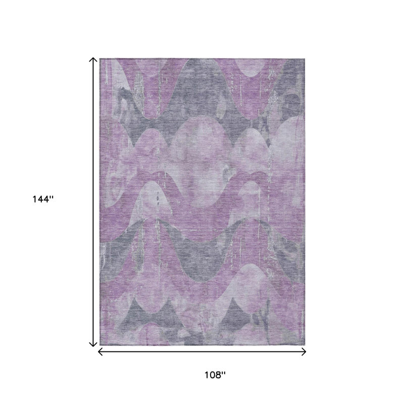 Tapis intérieur/extérieur lavable, abstrait, lavande et gris, 2,74 m x 3,66 m