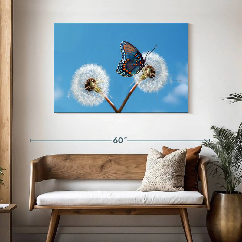 Brampt papillon sur pissenlit, H 30 po x l 45 po