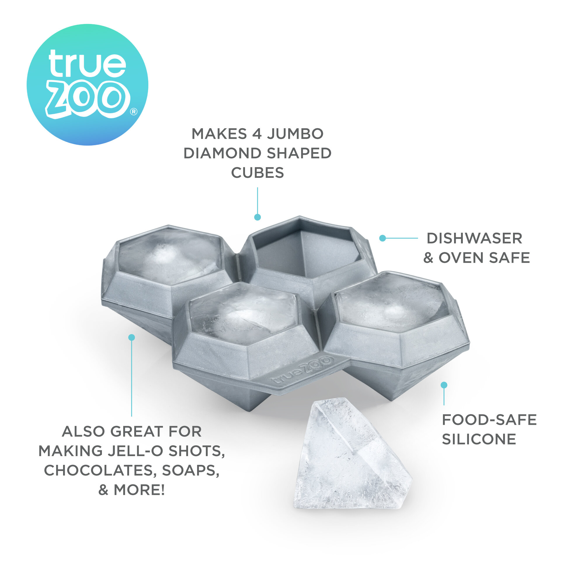 True Cubes Clear Ice Maker, Clear Ice Cube Mold - 4 Ice Cube Tray for  Whiskey, Cocktails